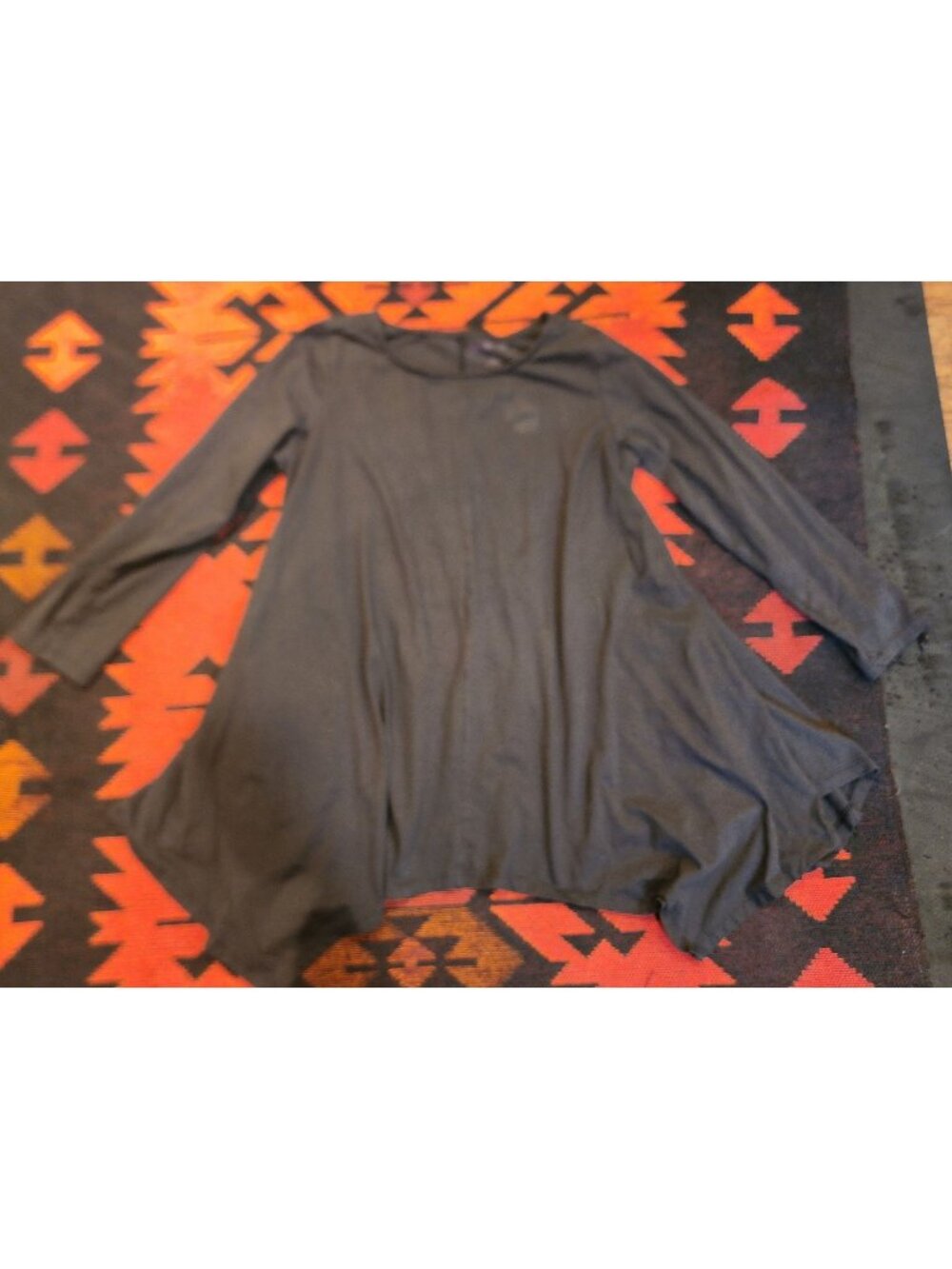 NEW Roamans Womens Black Asymmetrical Hem Tunic Top Size Small (12) Long Sleeve